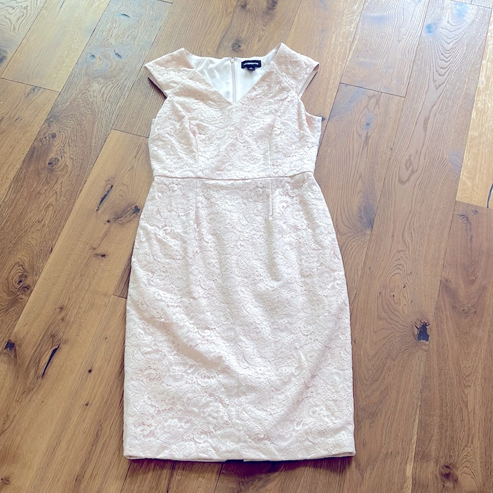 Liz Claiborne Pink Lace V Neck Shift Dress Size 8